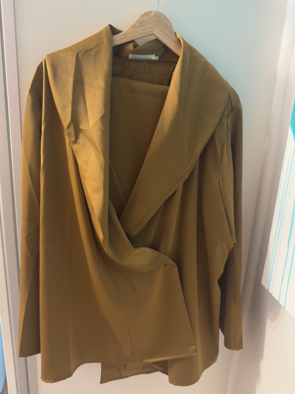 Open Drape Collar Blazer and Trousers in Mustard